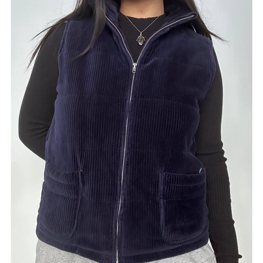 Jones New York Blue Ribbed Velvety Soft Vest Women's Small